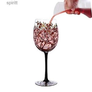 Vinglas Fyra säsong Vinglas Four Seasons Tree Artisan Painted Glasses Lolita Drinkware Essentials For Women Men Wine Lovers Large YQ240105