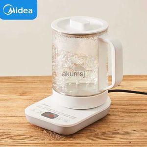 غلايات كهربائية Midea Electric Kettle 220V 1.2L Multi-Function Glass Health Preserving Pot Flower Tea Milk Goiler Portable Home Sideer Cooker YQ240109