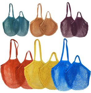 Shoppingväskor mesh net handväskor shoppare tote grönsaksfrukter livsmedelsbaggarstring återanvändbar förvaring bagsorganizer 100 st t1i30931116597