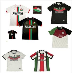 2023 2024 Palästina Fußballtrikots Schwarz Mittelstreifen Rot Grün Fußballtrikot War Justice March Fußballuniform S-4XL
