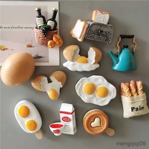 Ímãs de geladeira 5 peças, compre 5 ganhe 1 imitação de comida, decoração de cozinha, simulação de leite, ovo, pão, adesivos de geladeira