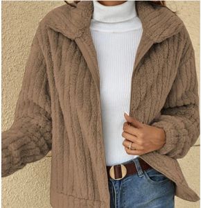 Осень-зима 2023, женское меховое пальто, плюшевый кардиган, короткая куртка-поло, 240108