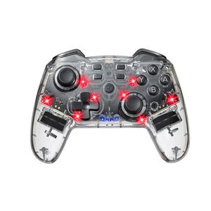 Transparent Swit CH Pro Wireless Bluetoo th Game Controller med LED-lampor Inbyggd väckning Sex Axis Gyroskop Kontinuerlig transmission