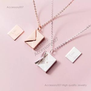 designer jewelry necklace Fashion 18K Gold Plated Stainless Steel Pendant Little Message Envelope Chain Necklace for Girl