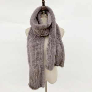 Шарфы, шарф из натурального меха, женский зимний теплый платок из натуральной норки, модный вязаный длинный шейный платок, накидки