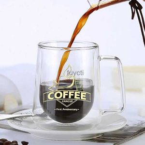 Mugs New 200mL/300mL Double Wall Mug Office Mugs Heat Insulation Double Coffee Mug Coffee Glass Cup Drinkware Milk Gifts for Friends YQ240109