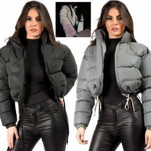 Women's Down Parkas Malina Winter Thick Stand Collar Parkas Women Fashion Tie Waist Coats Women Elegant Solid Short Padded Jackets Female Ladies J231013