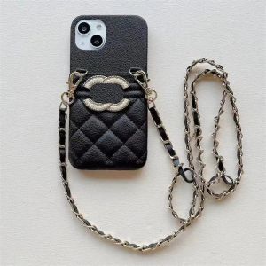 Moda Tasarımcıları İPhone 14 Pro Max 14pro 13 12 11 Deri Crossbody Cüzdan Kart Tutucu Kılıf İnci Mektubu Phonecase Telefonlar Arka Kapak G24199PE