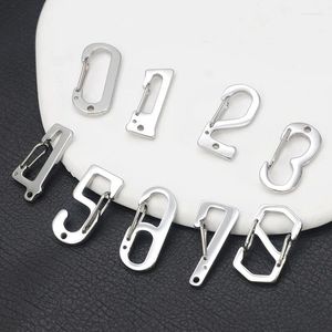 Keychains Fashion Creative Digital Metal Key Holder Keychain Ring Pendant For Clamp Carabiner Split DIY Chain Accessories