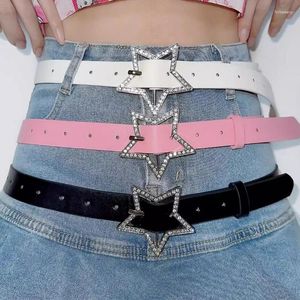 Cintos Y2K Black Star Strass Cinturão para mulheres Jeans Fuckle Vintage Kawaii Acessórios de diamantes de 2000 Presentes de moda coreanos
