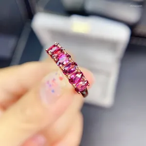 Klusterringar Yulem Natural Moçambique Garnet Ring 925 Silver Women's Wedding Essential Jewelry