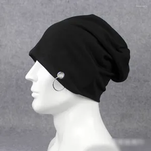 Berets masculino verão chapéu moda fina algodão hip hop boné ao ar livre cabeça feminina bonés anel de metal legal unisex