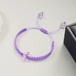 Charme Pulseiras Roxo Borboleta Moda Pulseira Clássico 6 Cor Trançada Corda Cadeia Artesanal Para Mulheres Homens Jóias Ajustáveis