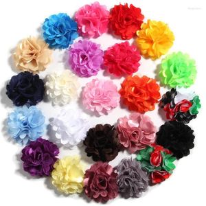 Hair Accessories 10PCS 5CM 2" Fashion Mesh Silk Fabric Flowers For Rosettes Satin Flower Girls Kid Head Wear
