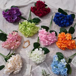 27 pieces of Ziyang Hydrangea 5-fork bundle Hydrangea New Five-head Hydrangea Wedding Fake Flower Factory Supply Cross-border Foreign Trade LFY