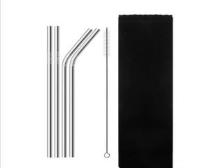 6pcsset Stainless Steel Straws Reusable Drinking Straws Bent Metal Silver Drinking Straw with Brush CCA10768 300set7163074