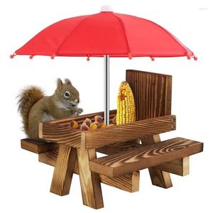 Other Bird Supplies Squirrel Picnic Table Feeder Feeders For Outside Natural Bench With Corn Cobs Holder Backyard