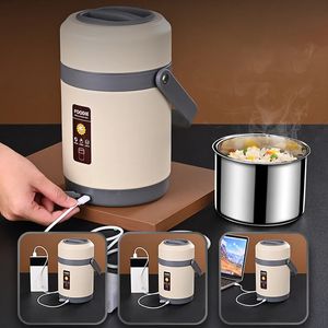 216L USB Electric Heated Lunch Box Portable Food Warmer Container for Kids Thermal Jar Soup Heating Boxes Office Bento 240109
