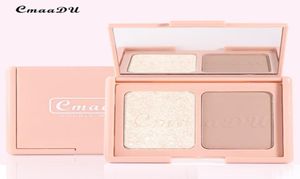 Cmaadu dois tons rosa blush destaque pó contorno paleta dlicate natural modificar o rosto ligeiramente bêbado reparação maquiagem p9000706