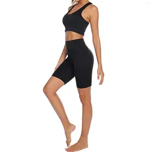 Aktiva shorts kvinnors höga träningsfickor yoga som kör bukkontroll midja fem spetsiga paket spandex kvinnor