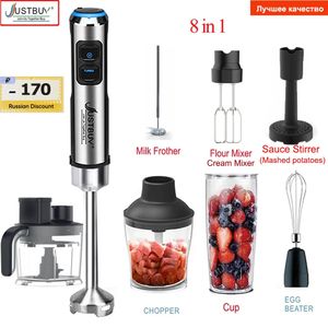 8in1 1500W Electric Milk Frother Hand Stick Blender Immersion Egg Whisk Mixer Juicer Meat Grinder 240109