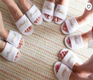 Wedding Party Gifts Personalized Brides Bridesmaid slippers Wedding Bridal Shower Gift Maid Honor Bachelorette favors Decoration6181894