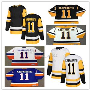 1998 Vintage CCM NY #11 Darius Kasparaitis Hockey Jerseys sydd Vita svartblå alternativa uniformer Män 73