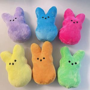 20CM Funny Easter Bunny Plushie Easter Cartoon Rabbit Peeps Dolls Stuffed Animals Plush Toy Pink Purple Blue 6 Colors Fast Delivery