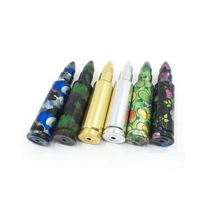 Mini Colors Bullet Aluminium Metal Reting Hand Pipe Creative and Bekväm patron Tobaks Herb Pipes Shisha Hookah Sneak A Toke Bongs