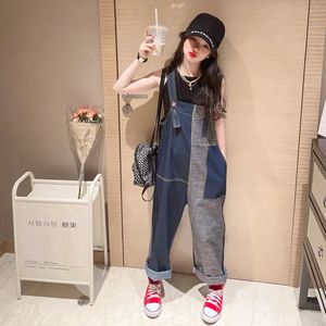 Teen Girls Overalls Autumn Fashion Kids Blue Denim Suspender Pants for Girls Casual Loos All-Match Children Jumpsuits 10 12 13y 240108