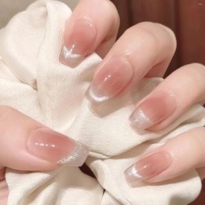 Falska naglar smetande rodnad rosa lång manikyr söt charmig återanvändbar för professionell nagelkonstsalongförsörjning