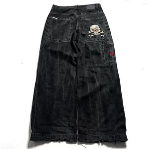 Мужские джинсы Jnco Harajuku хип-хоп ретро череп с графической вышивкой мешковатые джинсовые брюки Y2k мужские и женские готические широкие брюки с высокой талией