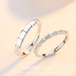 Cluster Rings Elegant The Love Of Bamboo Knots Open For Women Exquisite Micro Zircon Setting Silver Color Young Girls Party Jewelry N764