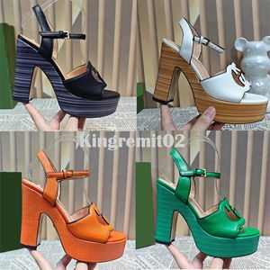 Chunky Block Heels Plataforma Sandálias Tira no Tornozelo Open Toe Saltos Vestido Sapatos Mulheres Designer de Luxo Sandália Sapatos de Noite Calçado de Fábrica Com Caixa