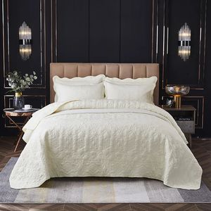 High Quality Milk White Quilted Bedspread Bed Cover 220x240cm Luxury Nordic Decorative Coverlet King Size on the 240109