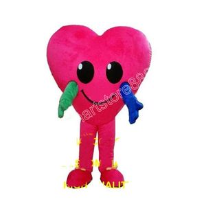 Nyaste Pink Heart Mascot Costume Top Quality Carnival Unisex Outfit Christmas Birthday Outdoor Festival Dress Up Premotion Rekvisita Holiday Party Dress
