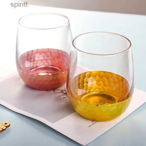 Copos de vinho Luxo Galvanoplastia Honeycomb Stemless Copo de Vinho Forma de Ovo Tumbler Big Belly Alveolate Rose Gold Water Drink Cups Chá Suco Caneca YQ240105