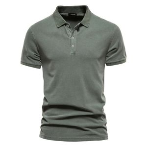 Aiopeon 100% Baumwolle Feste Farbe Herren -Polo -Shirts lässig Kurzarm Turneen -Hemd -Shirts Model Streetwear Polos für Männer 240109