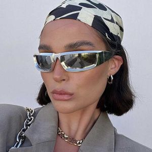 Y2K Cyber ​​Punk Solglasögon Kvinnor Män Luxur Design Futuristic Unisex Mirror Glasses Sports Driver Outdoor Silver White Eyewear SG514