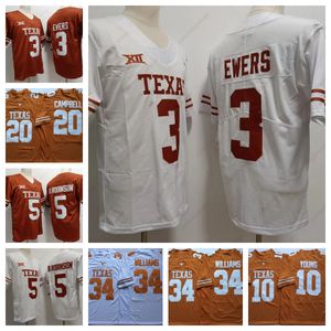 Texas Longhorns 10 Vince Young 34 Ricky Williams 20 Earl Campbell 5 Bijan Robinson 3 Quinn Ewers 11 Sam Ehlinger Fußballtrikots für Herren