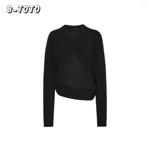 Felpe con cappuccio da donna B-TOTO Minimal maglione di lana da donna 2024 Casual Back Twist girocollo manica lunga maglia Top per la Corea