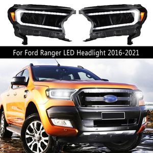 For Ford Ranger LED Headlight 16-21 Car Accessories Head Lamp Streamer Turn Signal Indicator DRL Daytime Running Light Daylight