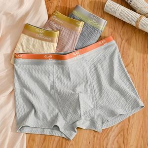 Cuecas tecido espuma algodão masculino cuecas planas confortáveis boxers de cor sólida antibacteriano respirável absorção de suor plus size