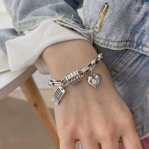 Charm Bracelets 925 Sterling Silver Thai Bracelet For Women 2024 Vintage Geometric Heart Love Lucky Punk Fashion Jewelry Drop