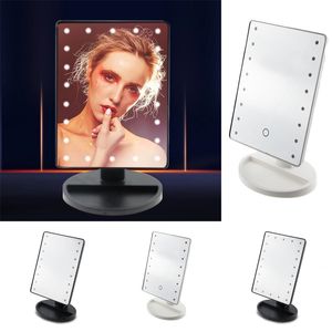 Espelhos compactos de LED para ferramentas de maquiagem feminina A lâmpada de maquiagem para espelho de maquiagem portátil pode sentar-se estilo bateria de alta qualidade 16 luz e 22 luz estoque Amazon Hot Selling