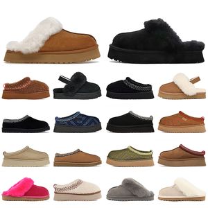 2024 Winter Snow Fur Designer Tazz Slippers Platform Mustard Seed Pink ugh Tasman Slippers Women Men fluffy Slides Suede Loafers Shoes Australian Boots booties