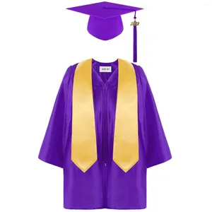 Conjuntos de roupas crianças vestido acadêmico uniformes escolares para crianças crianças 2024 pré-escolar jardim de infância vestido de formatura xale borla chapéu conjunto