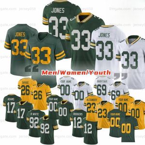 Aaron Jones 10 Love Football Jersey Jayden Reed Watson Jaire Alexander AJ Dillon David Bakhtiari Quay Walker Luke Musgrave Tucker Kraft Lukas Van Ness Men Women Youth