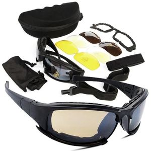 Eyewears Tactical Polarised Glasses Militära solglasögon med 4 lins Original Box Men's Outdoor vandringsskytte Glasögon