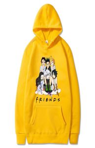 Anime japonês o prometido neverland hunter x hunter amigos impressão hoodie inverno manter quente moletom masculino harajuku y03197986374